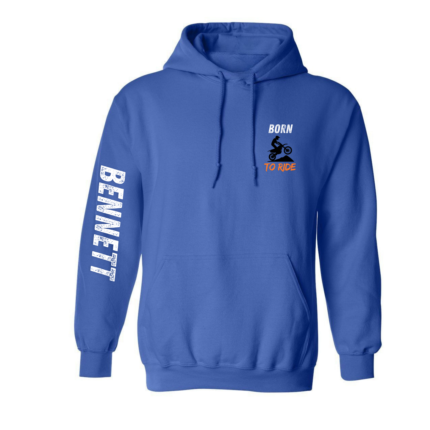 Youth Personalized Born to Ride Hooded Sweatshirt - Royal