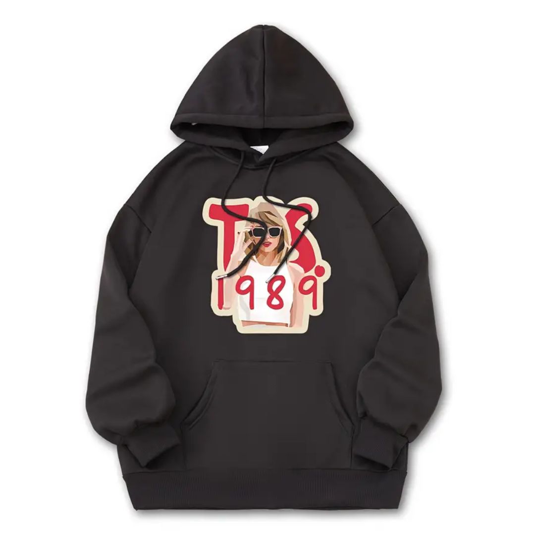 TS 1989 Adult Relaxed Long Sleeve Hoodie - Midnight Black