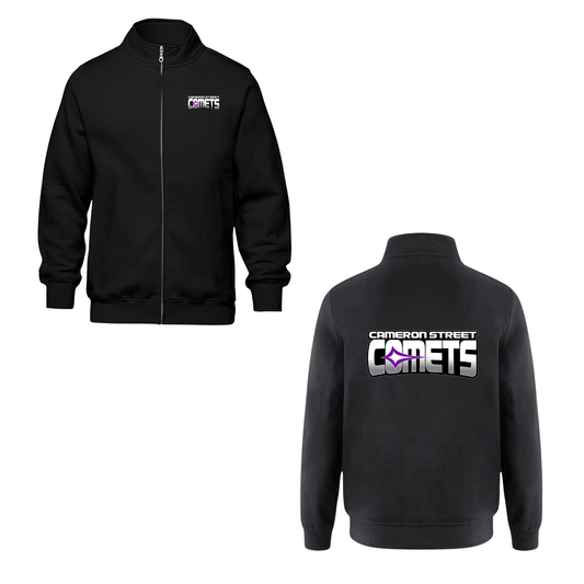 Cameron Street Comets Full Zip Sweatshirt - Black / Mini Purple Logo