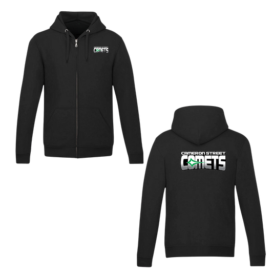 Cameron Street Comets Zip-Up Hooded Sweatshirt - Black / Mini Green Logo