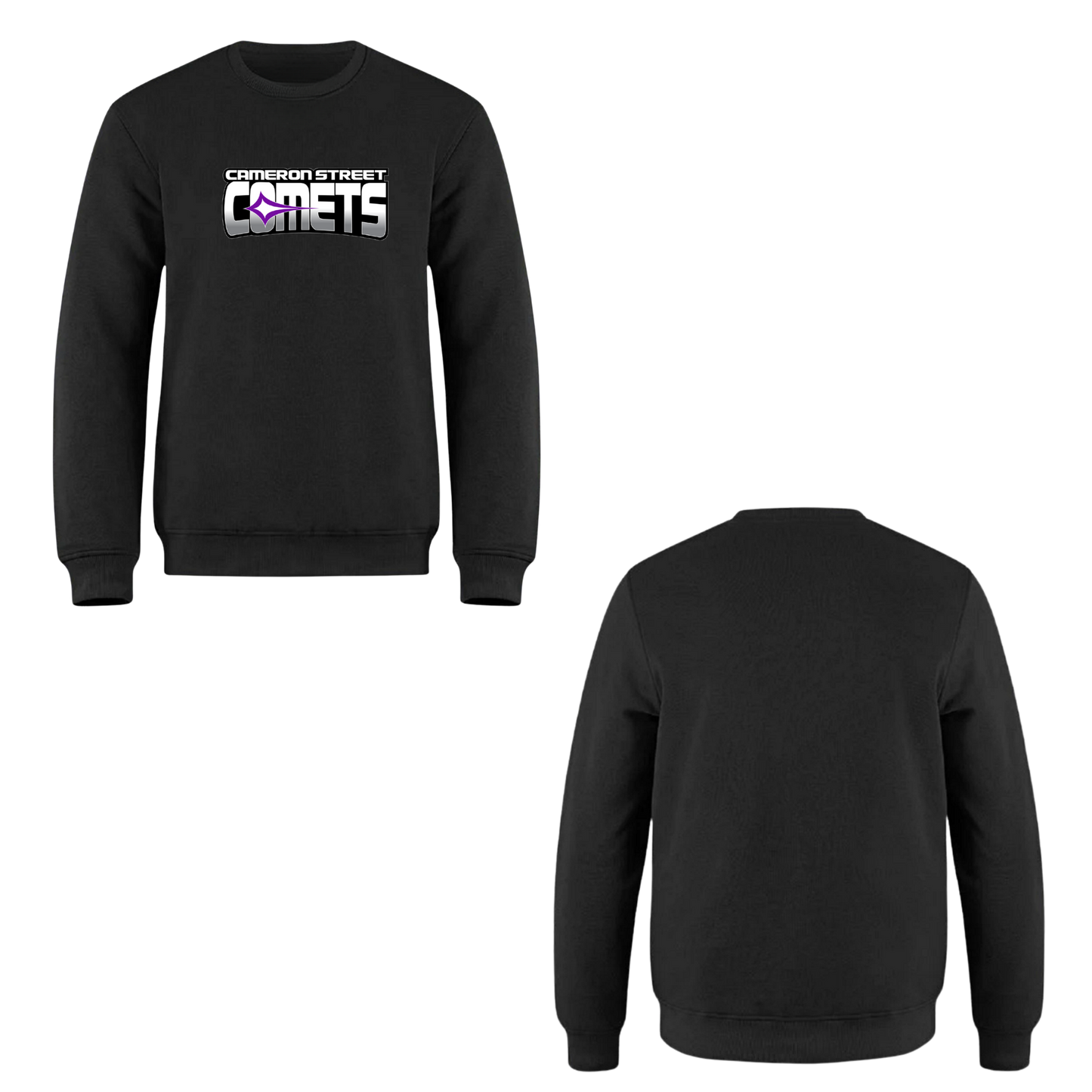 Cameron Street Comets Crewneck Sweatshirt - Black / Large Purple Logo