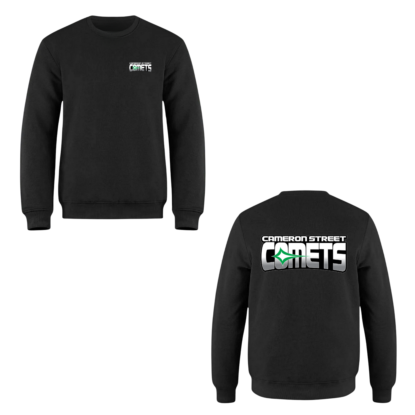Cameron Street Comets Crewneck Sweatshirt - Black / Mini Green Logo