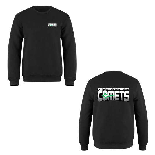 Cameron Street Comets Crewneck Sweatshirt - Black / Mini Green Logo