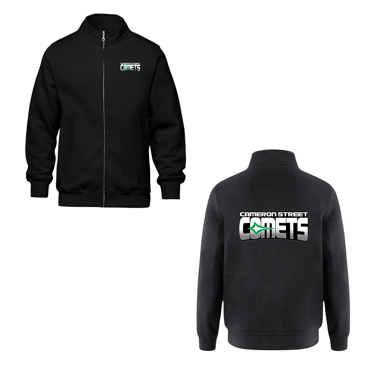 Cameron Street Comets Full Zip Sweatshirt - Black / Mini Green Logo