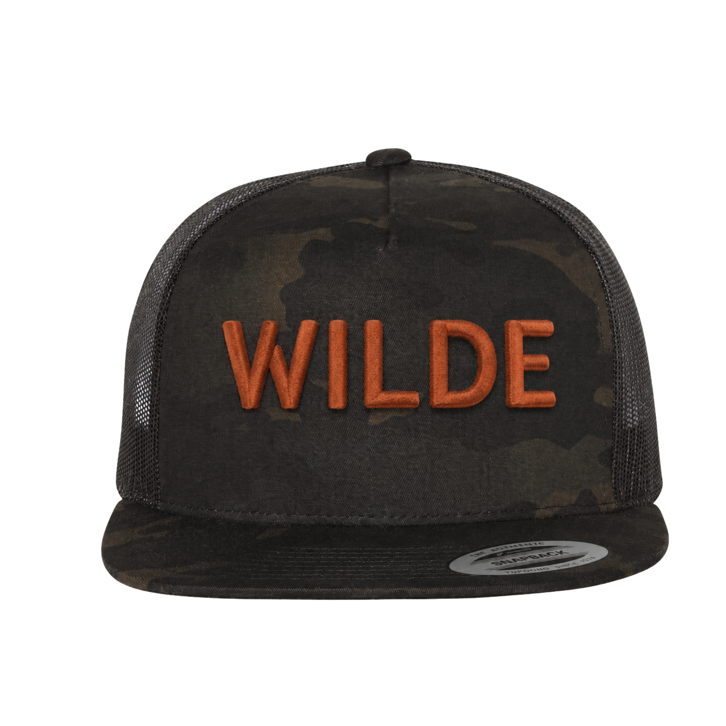 WILDE Flat Brim Hat - Camo / Burnt Orange