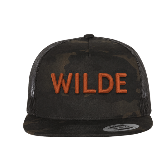 WILDE Flat Brim Hat - Camo / Burnt Orange