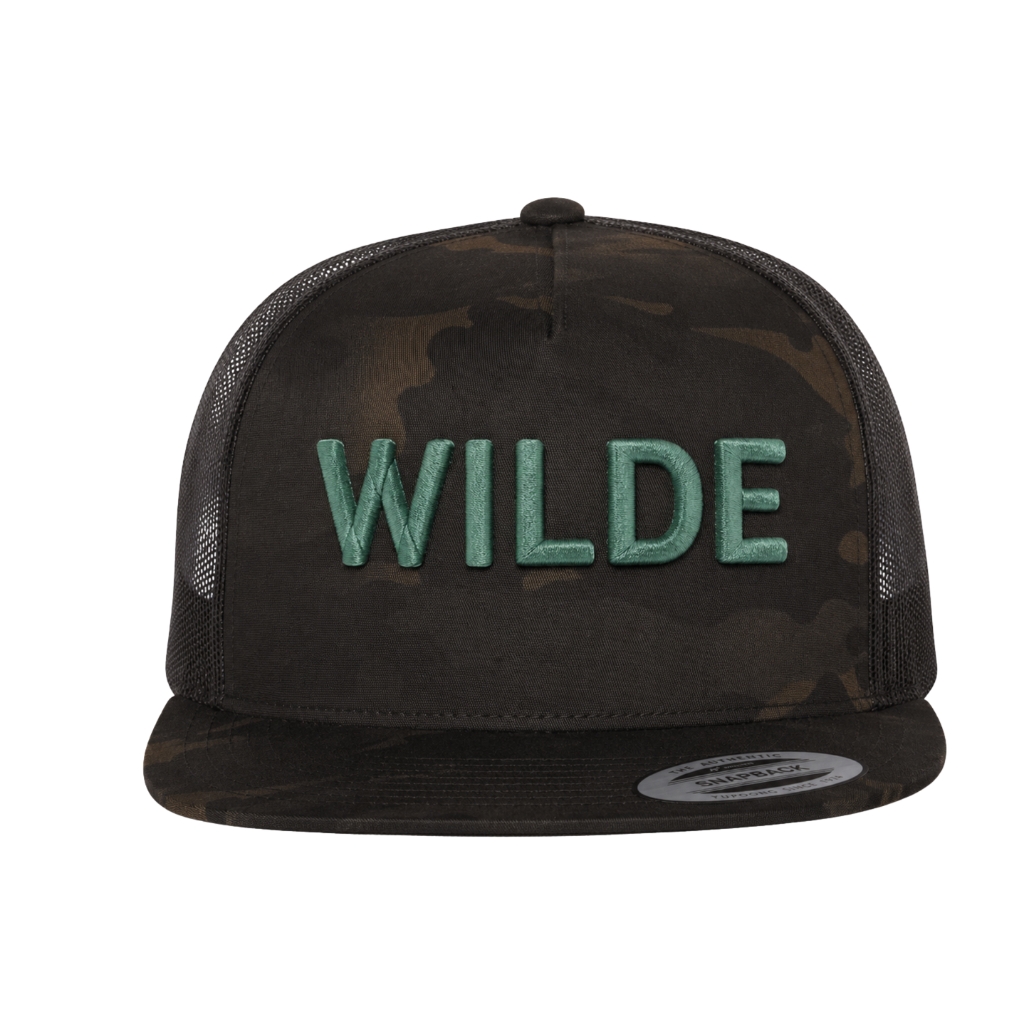 WILDE Flat Brim Hat - Camo / Sea Foam