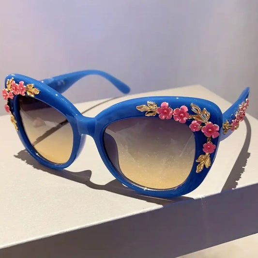 Vintage Cherry Blossom Funglasses - Cornflower