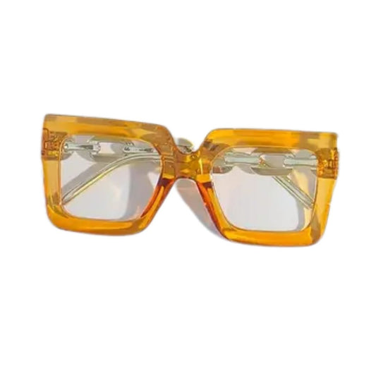 Vintage Gold Link Square Funglasses - Burnt Orange