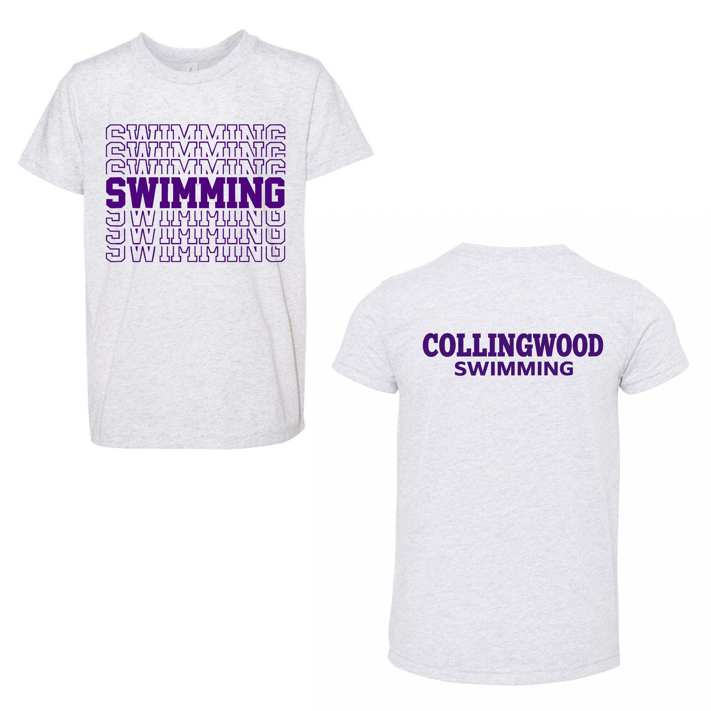 Collingwood Clippers Swimming Short Sleeve Shirt - White Fleck Triblend / Purple