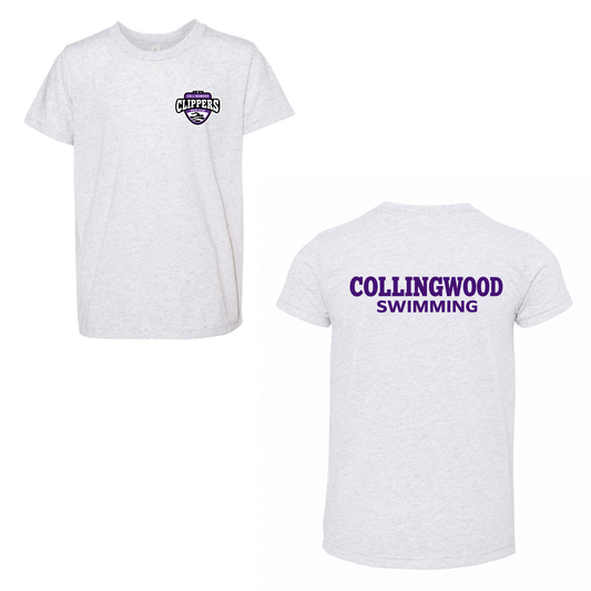 Collingwood Clippers Mini Logo Short Sleeve Shirt - White Fleck Triblend / Purple