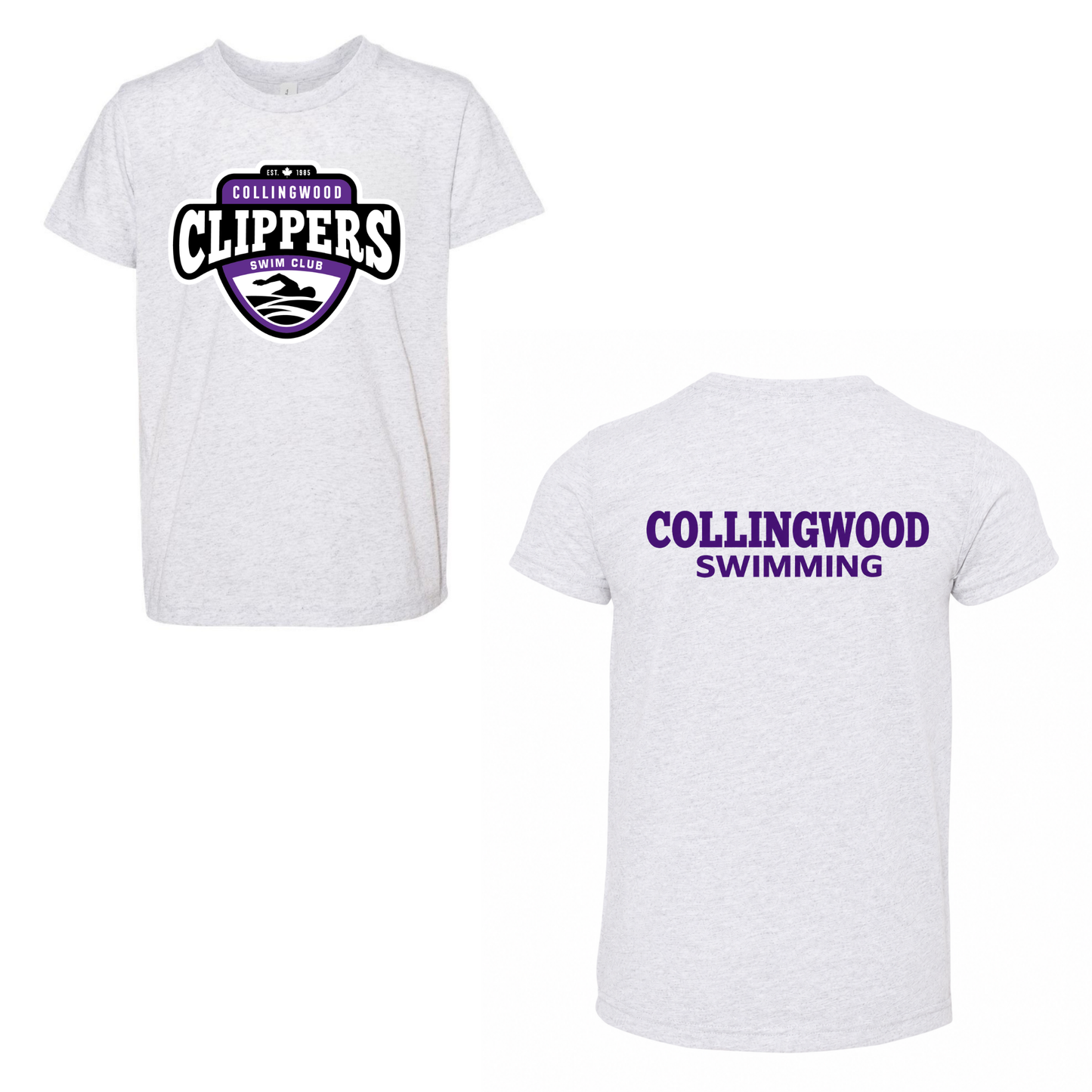 Collingwood Clippers Oversize Logo Short Sleeve Shirt - White Fleck Triblend / Purple