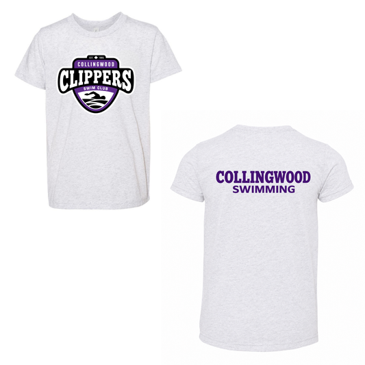 Collingwood Clippers Oversize Logo Short Sleeve Shirt - White Fleck Triblend / Purple