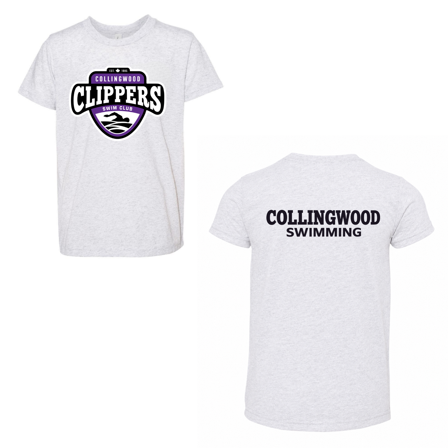 Collingwood Clippers Oversize Logo Short Sleeve Shirt - White Fleck Triblend / Black