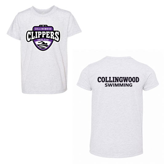 Collingwood Clippers Oversize Logo Short Sleeve Shirt - White Fleck Triblend / Black