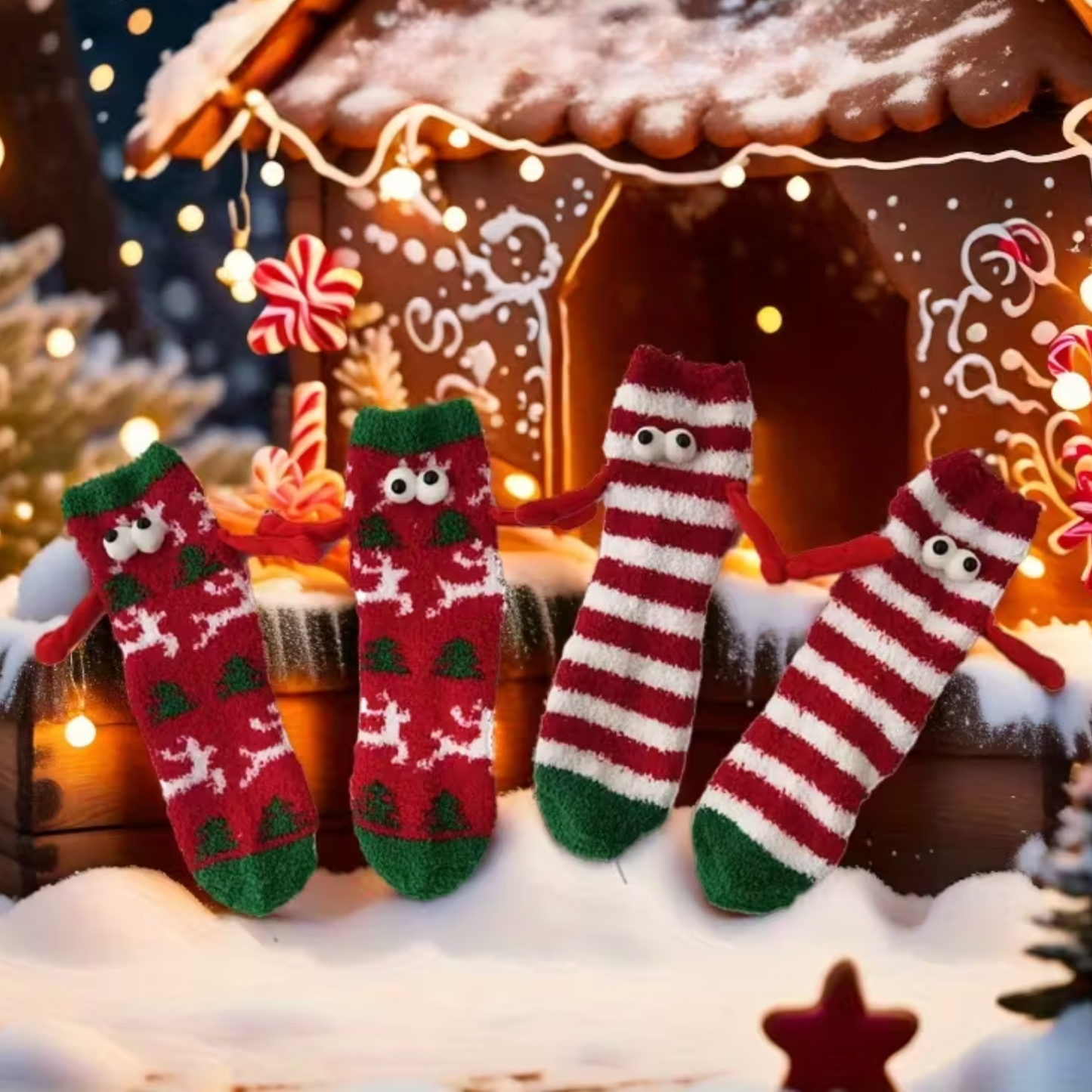 Warm 'n Fuzzy Holiday Magnetic Friendship Crew Socks