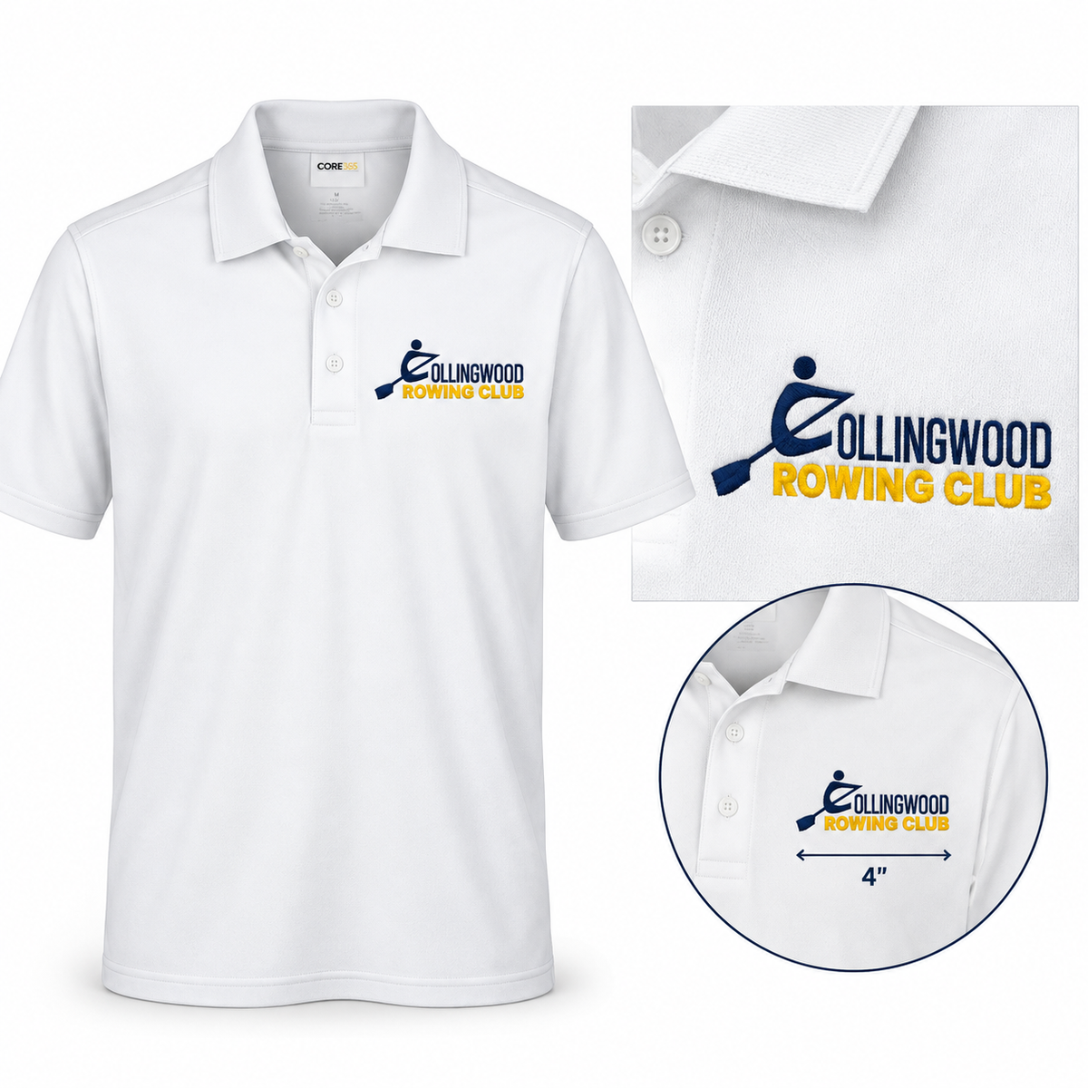 Collingwood Rowing Club Men's Embroidered Performance Polo - White