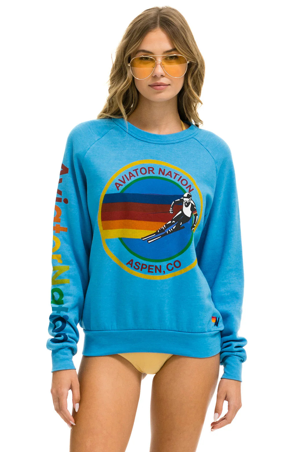 Aviator Nation Adult Unisex Aspen Crew Sweatshirt - Ocean