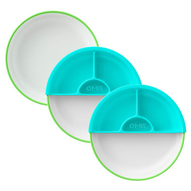 OMIE Easy Scoop Plate Set - 3 Plates + 2 Dividers - Green