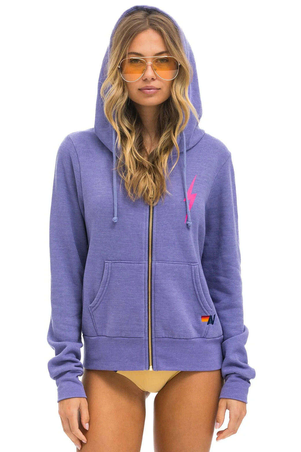 Aviator Nation - Adult Bolt 2 Hoodie - Lavender / Neon Pink