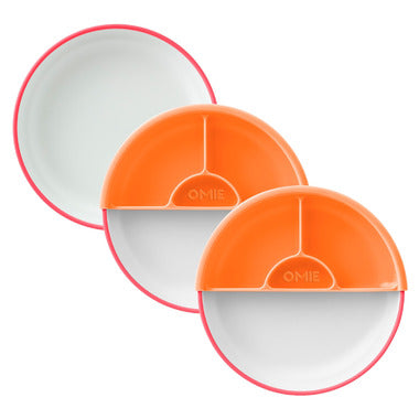 OMIE Easy Scoop Plate Set - 3 Plates + 2 Dividers - Pink