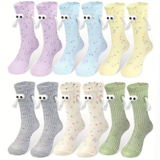Googly Eyes Magnetic Friendship Splatter Crew Socks