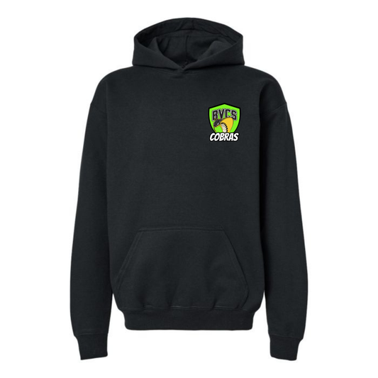 Youth Personalized BVCS Green Neon Cobra Hooded Sweatshirt - Black