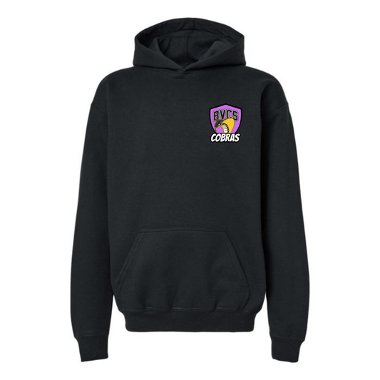 Youth Personalized BVCS Purple Neon Cobra Hooded Sweatshirt - Black