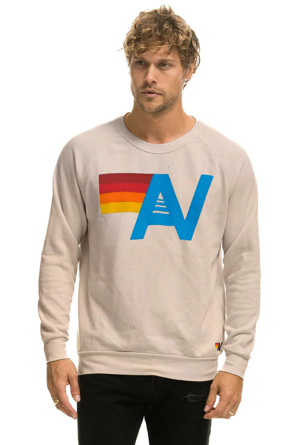 Aviator Nation Adult Unisex Logo Crew Sweatshirt - Sand