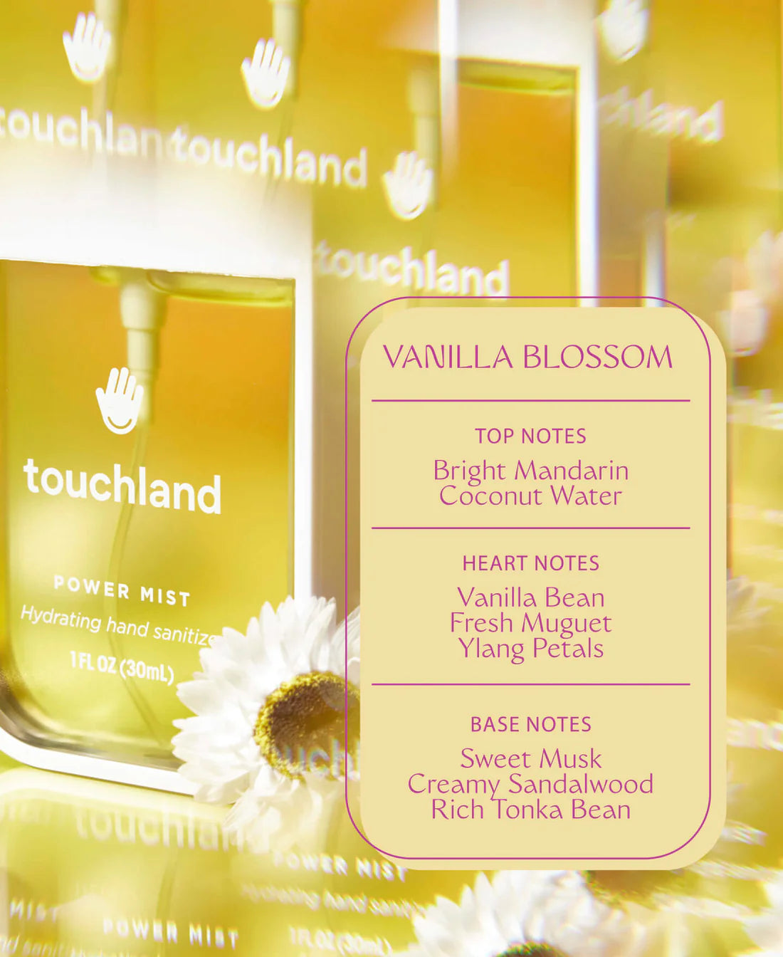 Touchland Power Mist Vanilla Blossom - Hydrating hand sanitizer mist - 1 FL OZ (30ml)