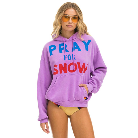 Aviator Nation -  Adult Pray for Snow Relaxed Hoodie - Neon Purple