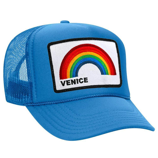Aviator Nation - Light Blue Venice Rainbow Adult Trucker Hat hat Aviator Nation 